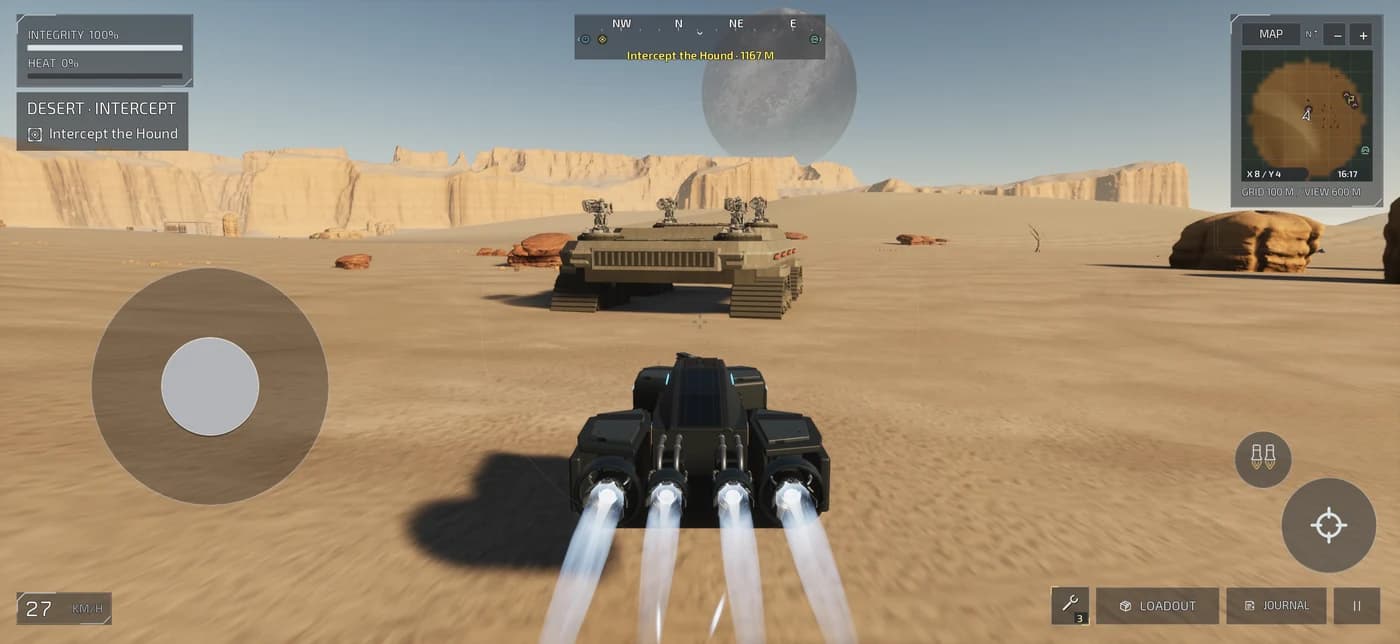 A glider approaching the Titan platform in the desert