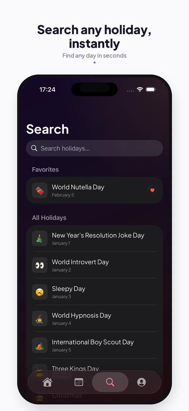 Fun Calendar — search